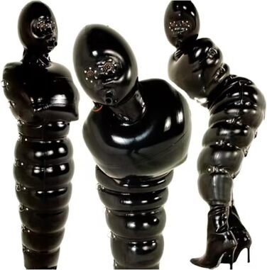 Комбінезон боді з латексу DDINGHOONQPODFR для жінок, чорний, 0.4 мм, подвійний шар, XL