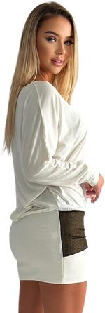 Сукня святкова Daen з блискітками, туніка-светр, розміри S-XXL (кремовий)