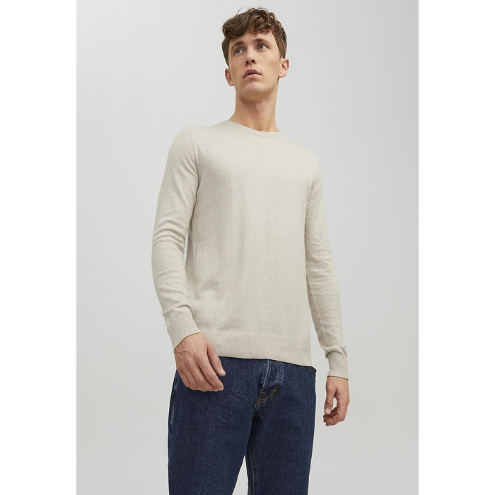 Чоловічий в'язаний светр Jack & Jones Jjeemil Knit Crew Neck Noos, колір Oatmeal (вівсяний)