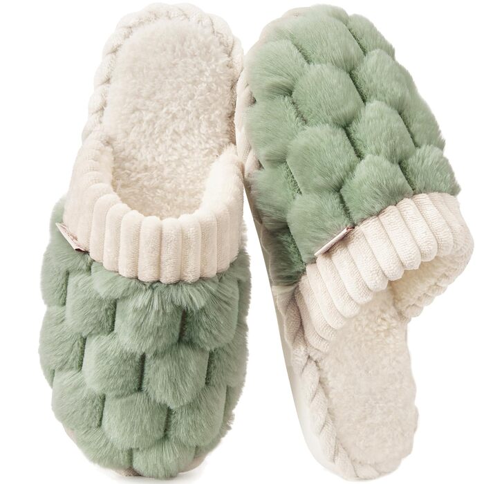 Жіночі зимові домашні капці з ефектом пам'яті (Memory Foam), теплі та м'які, м'ятно-зелені, розмір 38.5/40 EU