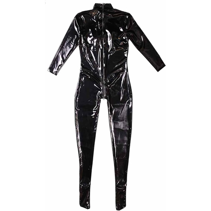 Жіночий комбінезон з латексу, чорний, 3XL: сексуальний образ для вечірок та сцени