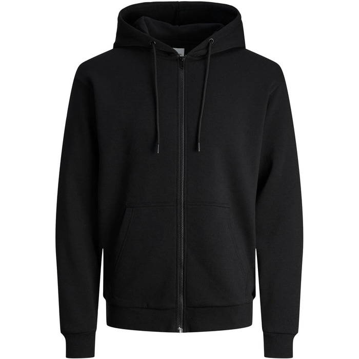 Чоловіча худі на блискавці JACK & JONES одноколірна чорна, розмір XL