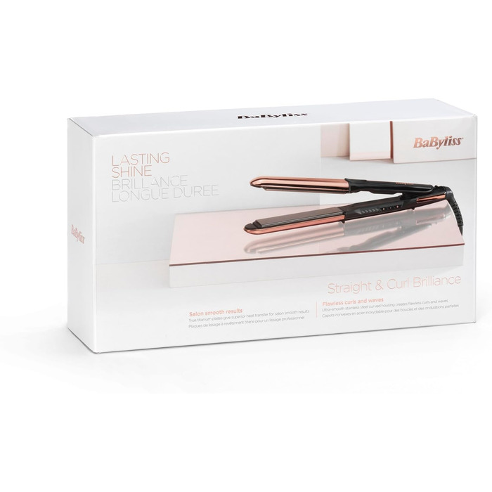 Випрямляч та плойка для волосся BaByliss Straight And Curl Brilliance ST482E: титанові пластини, іонізація Anti-Frizz, 5 рівнів температури до 235°C, мідний колір