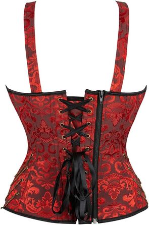 Жіночий топ-корсет Grebrafan у готичному стилі з бретелями, чорний та червоний, розмір 38-40