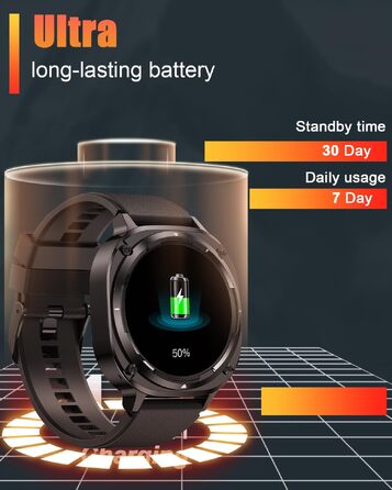 Смарт-годинник TIMU для чоловіків, 1.45' AMOLED дисплей, можливість дзвінків, 115+ спортивних режимів, моніторинг пульсу, сну та кроків, водонепроникність IP68, сумісність з Android та iOS