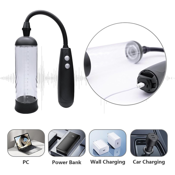 Електричний тренажер для збільшення статевого члена для чоловіків QgLust з 3 режимами, для ерекції та мастурбації