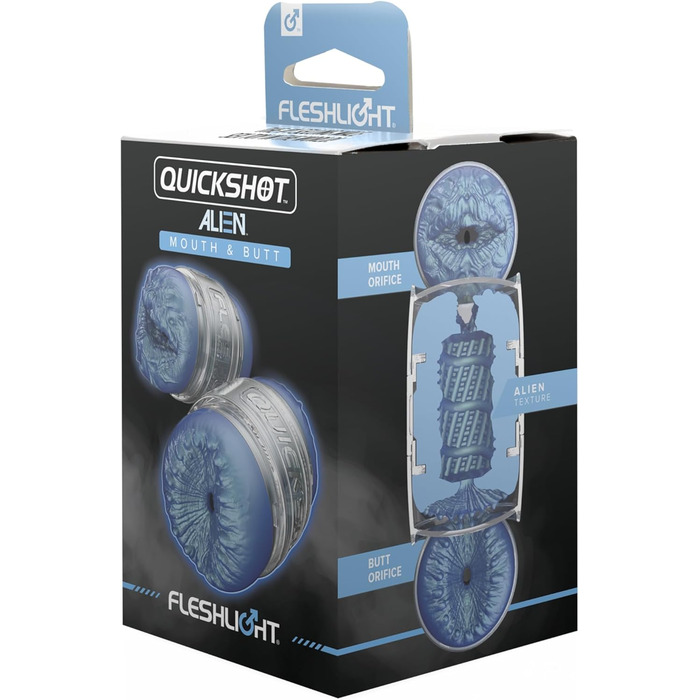 Fleshlight Quickshot Turbo Blue Ice - Мастурбатор з надзвичайно реалістичним покриттям SuperSkin, синій (Alien Mouth)