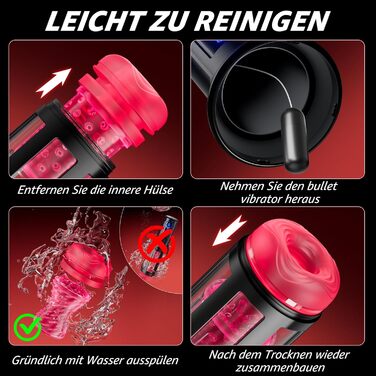 Електричний мастурбатор 4-в-1 для чоловіків з 9 режимами вібрації та телескопічною функцією, іграшка для сексу з імітацією ротової порожнини