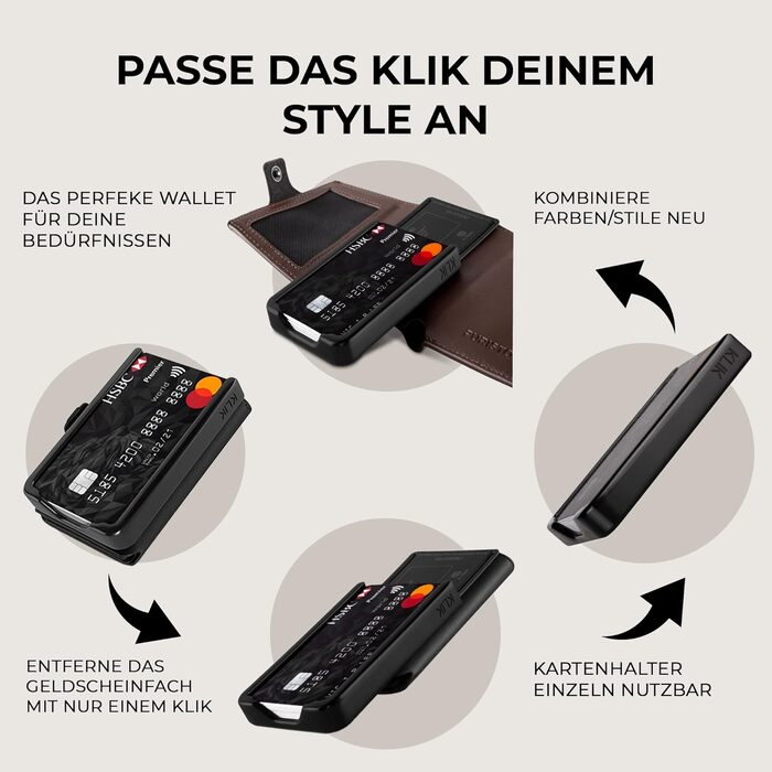 Шкіряний мінімалістичний гаманець KLIK Slim з монетницею та RFID захистом для чоловіків, темно-коричневий, на 10-12 карток