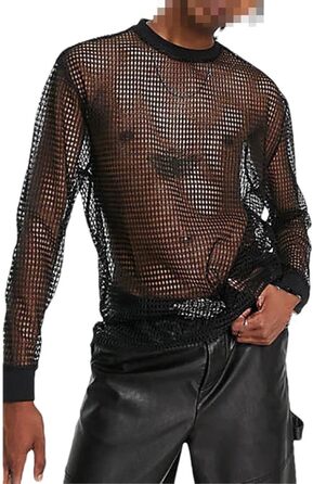 Чоловіча футболка Deepsko з сітки на довгі рукави, вільний крій, однотонна, стильна