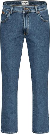 Чоловічі стрейч-джинси Wrangler Texas Regular Fit Authentic Straight (Stonewash) з коричневим ременем, розмір 50W / 32L