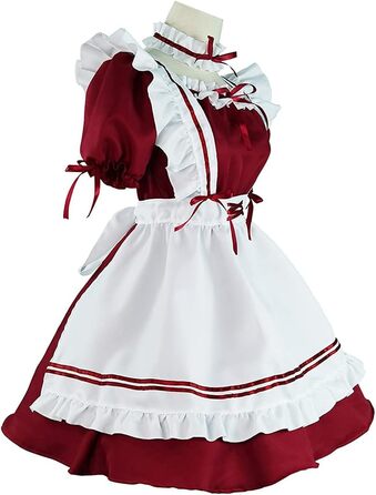 Костюм французької служниці Аніме: Комплект для косплею, костюм на честь Геловіну (Бургунді, M)