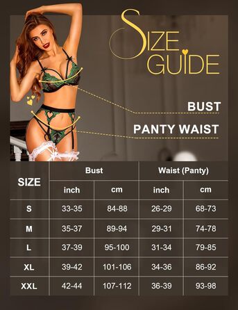 RSLOVE Комплект спідньої білизни для жінок: мереживний тіффані, боді, стринги (3 шт.) - чорний, L