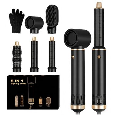 Мультистайлер для волосся 5 в 1 MogaWave Airstyler Pro 1000W: фен-щітка, плойка для локонів, об'ємний стайлер з іонізацією, чорний