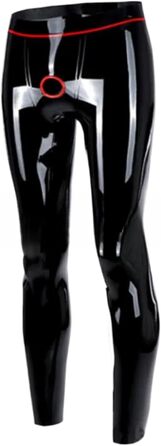 Чоловічі латексні лосини з кільцем на передній частині (чорний та червоний)