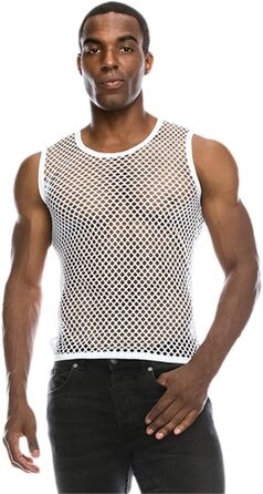 Чоловіча сітчаста футболка з прозорим дизайном, сексуальна сорочка для нічного клубу, стильна футболка в стилі стрітвір