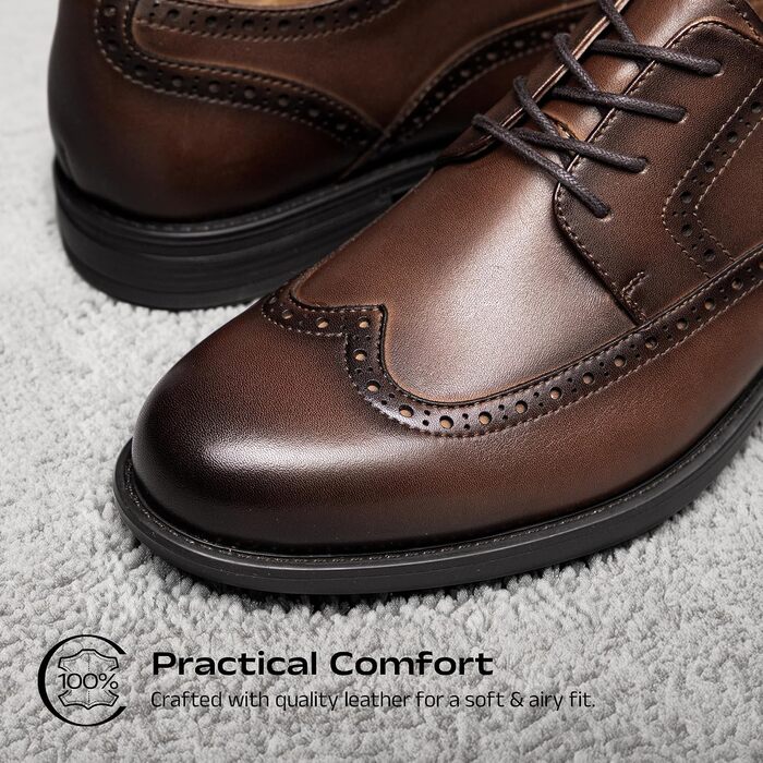 Чоловічі шкіряні туфлі Bruno Marc Brogue Wingtip коричневого кольору, розмір 42 EU