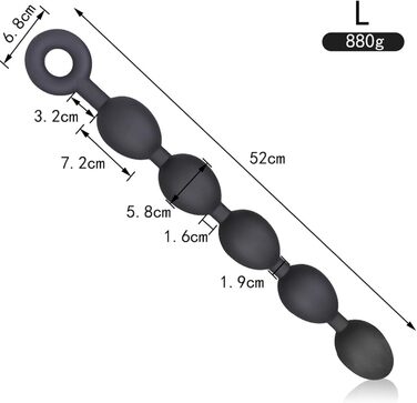 Анальний плагін Axcroo Extra Lang з ланцюжком та 7 кульок, силікон, стимулятор простати, для чоловіків та жінок