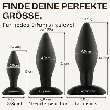 Анальний плаг-сет з безпечного силікону для жінок та чоловіків (3 розміри): 2.8см, 4.0см, 4.5см. Іграшки для анусу, набір для початківців та професіоналів, анальні розширювачі та плагі.