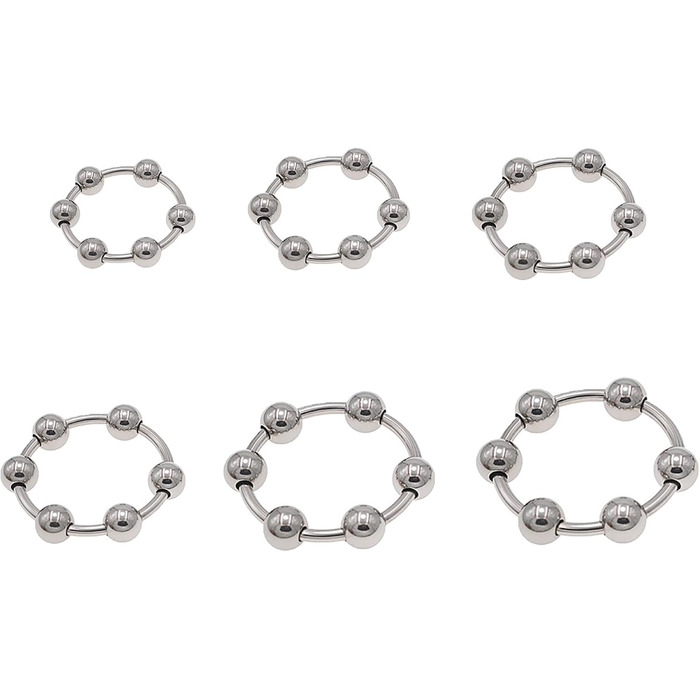 Набір з 6 сталевих кільців для пеніса з кульками, сталевий, для дорослих, секс-іграшка