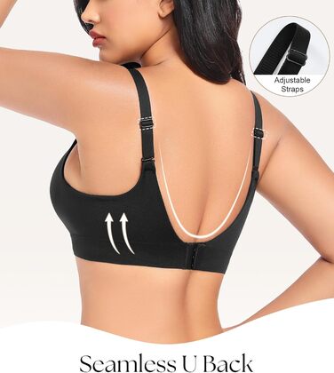 Натільний пуш-ап бюстгальтер для жінок без кісточок, бездротовий, з м'якою підтримкою, двошаровий чашечка, звичайні та великі розміри, V-подібний виріз, міцний бюстгальтер, чорний, S