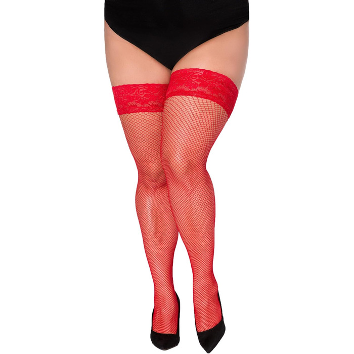 Сексуальний мереживний боді-комбінезон з силіконовими смугами для жінок великих розмірів (XXL) червоного кольору