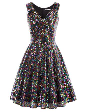Сукня Grace Karin Daen Perlen Кльош середньої довжини в стилі ретро Rockabilly, складки (XL, CL061-10)