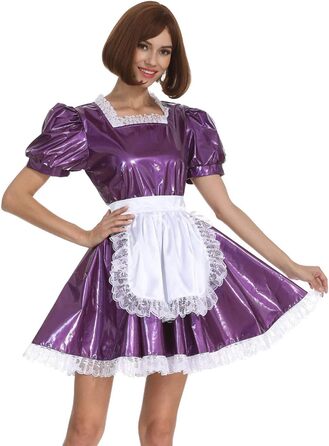 Квіткове PVC-плаття для перевдягання з квадратним вирізом, фіолетове, 3XL