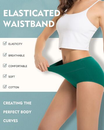 Танстік (TANSTC) труси жіночі 5 шт. бавовна, висока талія, дихаючі, м'які, XXL, червоний+синій+зелений+сірий+чорний