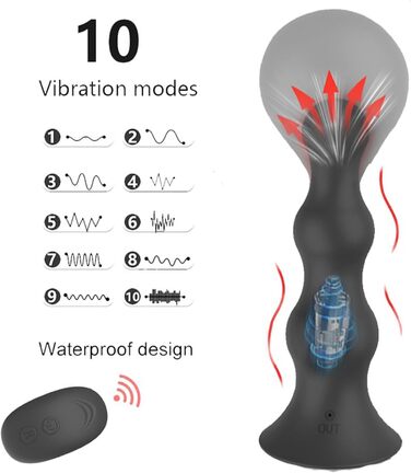 Анальний вібратор PQKuss 2-в-1 з надувним вагінальним розширювачем, силікон, 10 режимів