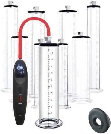 Електрична помпа для збільшення статевого члена Guspiun з LED-дисплеєм, для чоловіків, чорна (12*2.25in)