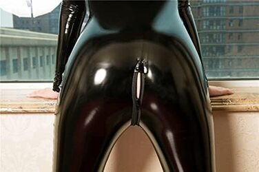 Латексний костюм-комбінезон для жінок, чорний, 3XL. Сексуальний латексний боді, комбінезон з довгим рукавом, еротична клубна мода, преміум якість.