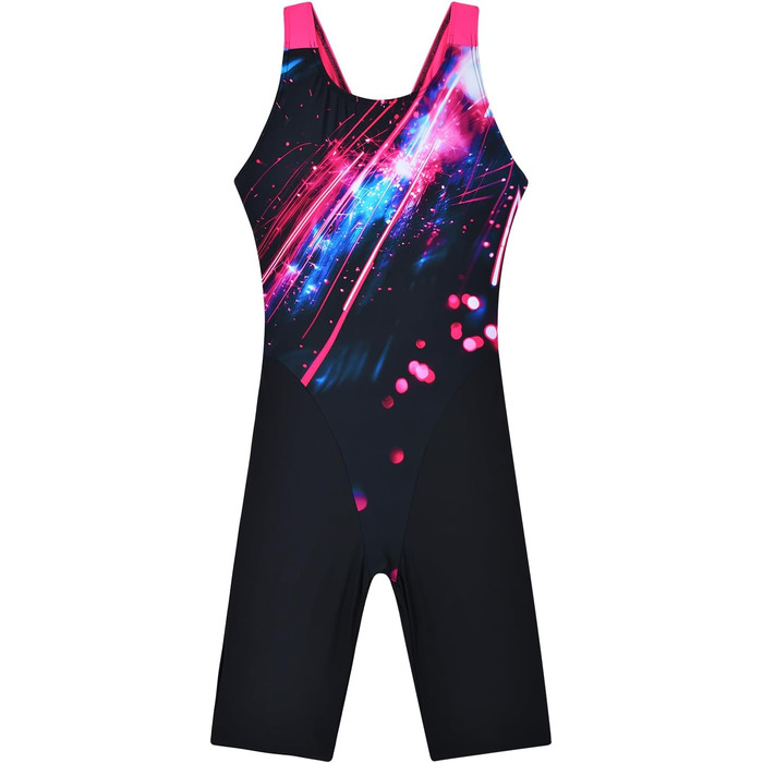 Жіночий спортивний купальник Veranobreeze Racerback чорний, модель Kosmisches Neon (42)