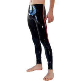 Чоловічі латексні лосини Kangxinsheng Mode, чорного кольору, ручної роботи з натурального латексу, для клубів, косплею та костюмів, XXL