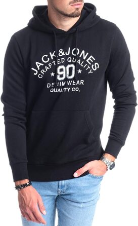 Чоловічий худі Jack & Jones з логотипом, чорний (розмір 3XL)