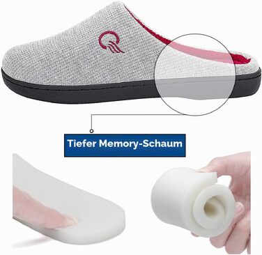Зимові теплі капці Mishansha унісекс з ефектом пам'яті (Memory Foam) для дому та вулиці, світло-сірий/червоний, розмір 40/41 EU