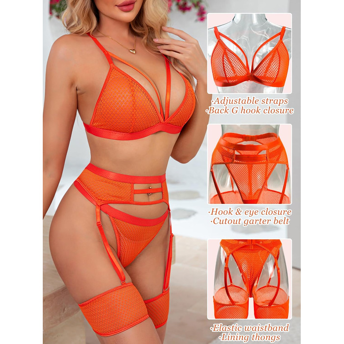 Жіночий комплект білизни popiv Daen Lingerie Set, помаранчевий, розмір M