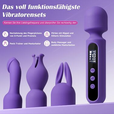 Набір вібраторів для жінок: масажний стрижень з 3 насадками, LCD-дисплей. Вібратори для дорослих: стимулятори G-точки, ануса та пеніса. 10 режимів, для чоловіків та жінок