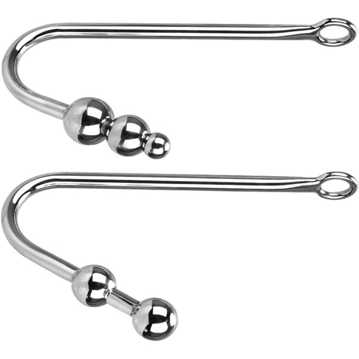 Анальний плуг з нержавіючої сталі з гачком та перлами для вагінального масажу простати, анальний плуг для жінок та чоловіків. Іграшки для дорослих, 3 кульки