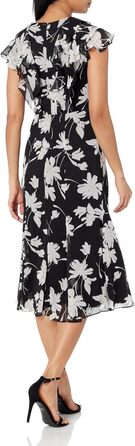 Сукня Tommy Hilfiger жіноча міді, шифон, короткий рукав, чорний/мушля, розмір 36
