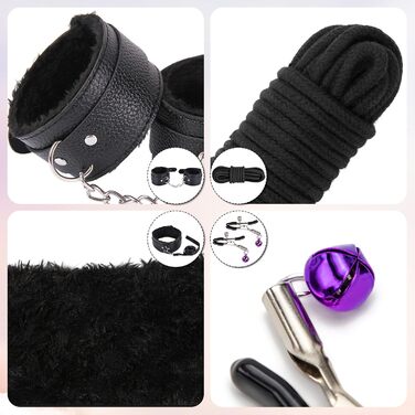 Набір для БДСМ-фетишу: 11шт фетиш-аксесуарів для БДСМ, набір для зв'язування, набір для інтимних ігор, чорний