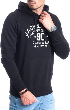 Чоловічий худі Jack & Jones з логотипом, чорний (розмір 3XL)