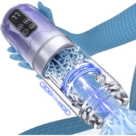 Електричний мастурбатор для чоловіків з телескопічною конструкцією, ротацією, вібрацією та функцією соски. Масажер для пеніса, секс-іграшка.