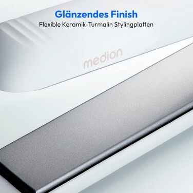 Випрямляч для волосся MEDION HS1 з дисплеєм, 5 рівнів температури (165-210°C) та силіконовим чохлом, білий