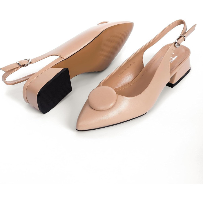 Жіночі туфлі-човники Slingbacks на стійких підборах 4 см, штучна замша, бежеві, розмір 42 EU (вузька нога), модель ML682-0716