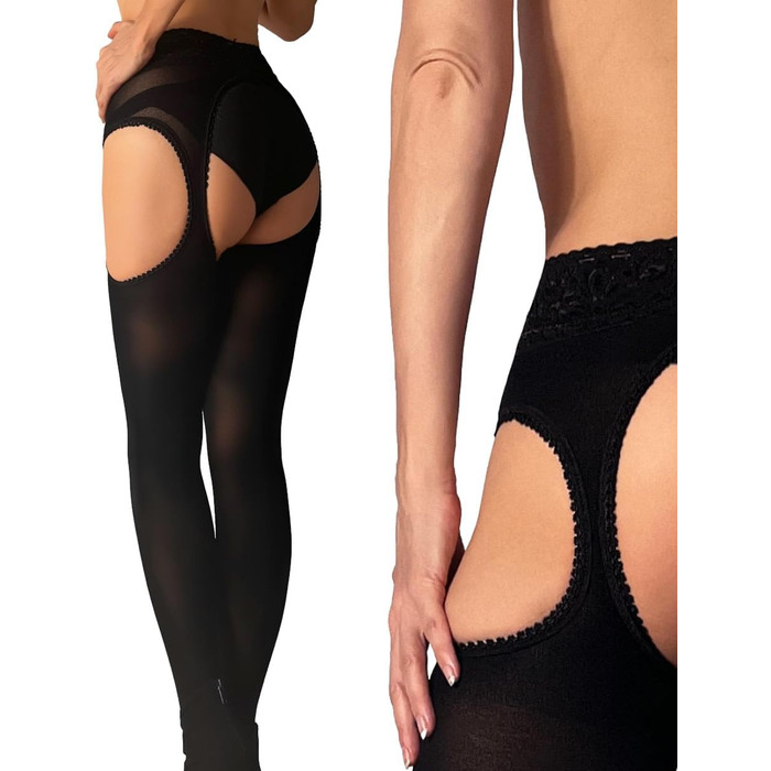 Чорні панчохи-шкарпетини до стегон Mila Marutti для жінок - Шкарпетки-панчохи, тісні, до стегон, непрозорі (L)