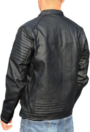 Чоловіча шкіряна куртка-байкер Jack & Jones, штучна шкіра, чорна, розмір XL