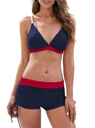 Бікіні жіночий комплект - Пуш-ап, висока талія, глибокий виріз, регульований, двочастинний, синій з червоним (40)