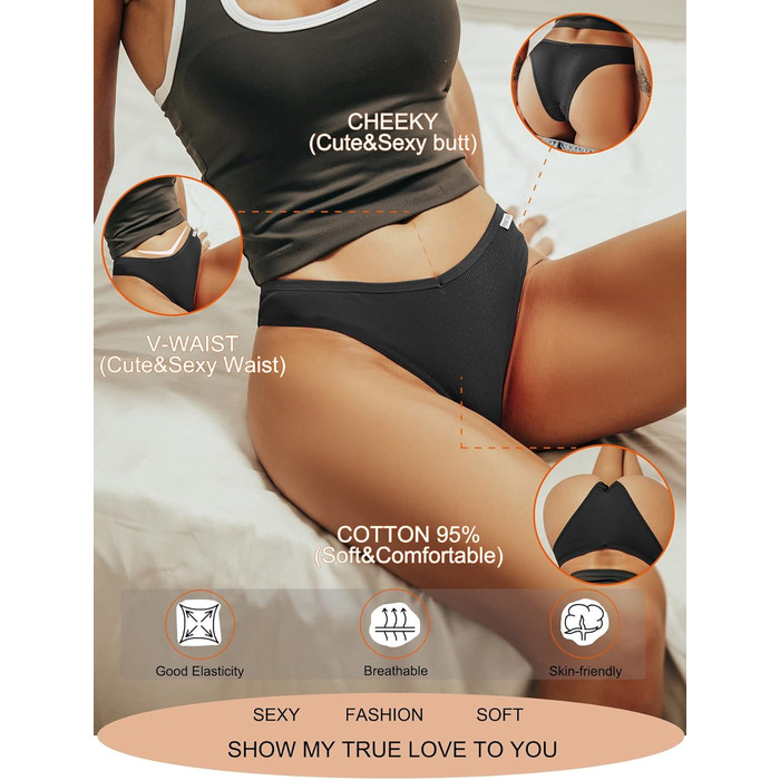 Набір жіночих бразильянів (10 шт.) FINETOO – зручна бавовняна білизна, набір трусиків-бразильянів, жіноча білизна, безшовні трусики, трусики-хіпстер, мікс кольорів