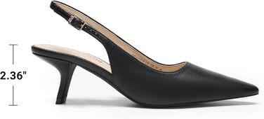 Жіночі туфлі-човники Dream Pairs на низьких підборах (kitten heels) з відкритою п'ятою, чорні, екошкіра, розмір 40 EU